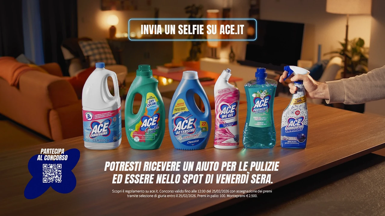 La linea di prodotti ACE nel film della campagna